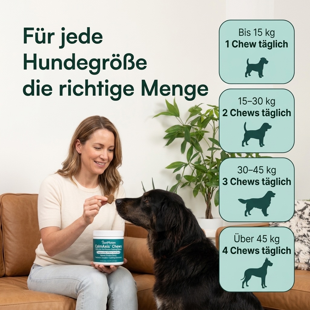 Fütterungsmenge nach Hundegewicht: 1 bis 4 Chews täglich