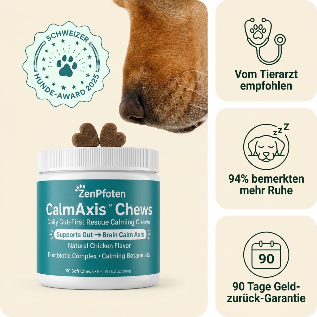 CalmAxis Chews Dose mit zwei Herz-Chews, Schweizer Hunde-Award 2025